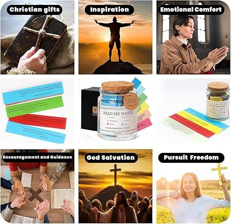 Bible Verse Jar, Read Me When Bible Verses Jar for Emotions and Feelings, The Hope Bible Verses Jar with 96 Coloring Bible Cards, Bible Verses in a Jar for Christian Gifts Easter Christmas Gift