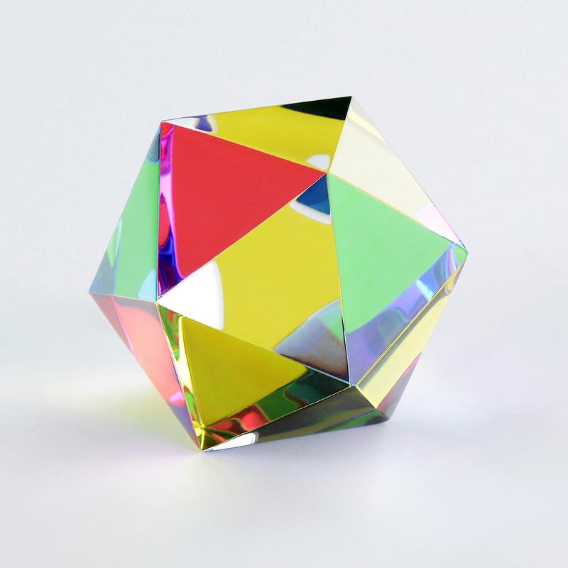 CMY Cubes The Motus - Cyan, Magenta & Yellow Icosahedron - Subtractive Color Mixing Optical Polyhedron