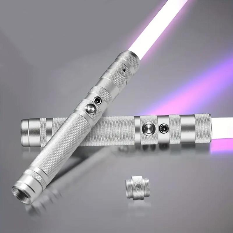 2 in 1 Light Up Saber, RGB 15 Colors LED Dual Laser Swords with 3 Modes Sound, Toy Sword for Kids, Cosplay, Party, Outdoor Play