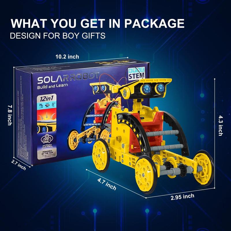 Science STEM Projects for Kids Age 8-12,Solar Robot Kit Toys Birthday for 8-14 Year Old Boys, 190Pcs Building Experiments Robots for Ages 9 10 11 12 13