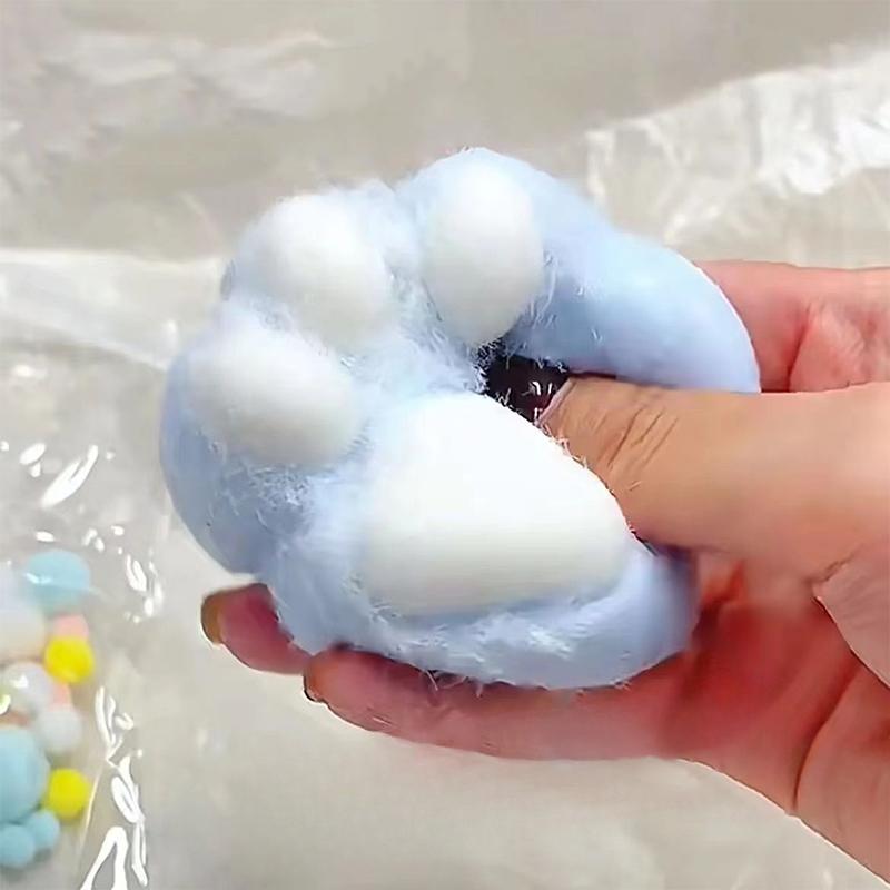 Handmade Flocking Cat's Paw Stress  Squishy Toy Mochi Slow Rebound New Fidget Toy Birthday Party Gift