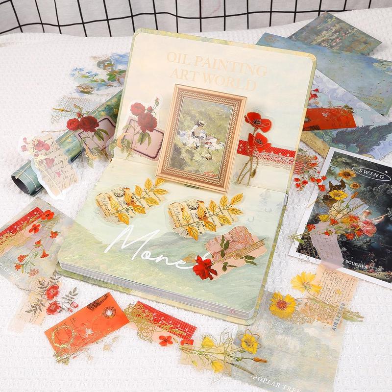 180 count Transparent Scrapbooking Stickers Journaling Stickers PET Nature  Stickers Floral Stickers Vintage Flower Stickers for Craft Small Flower Sticker for Journaling DIY Cards Album Envelope