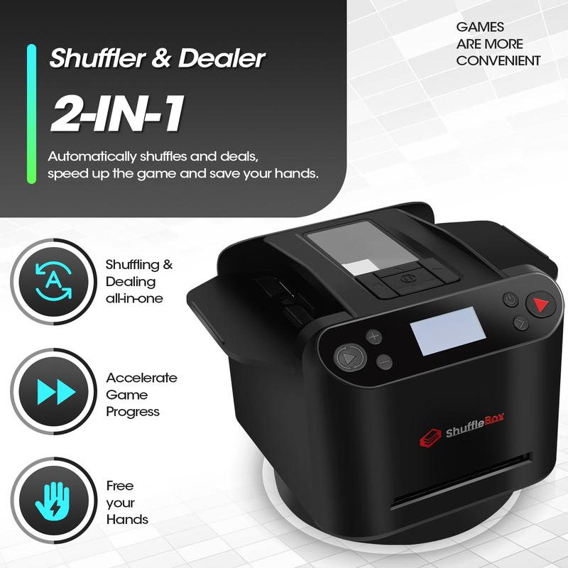 ShuffleBox G1 Pro Automatic Card Shuffler & Dealer 2-in-1, for board and poker games