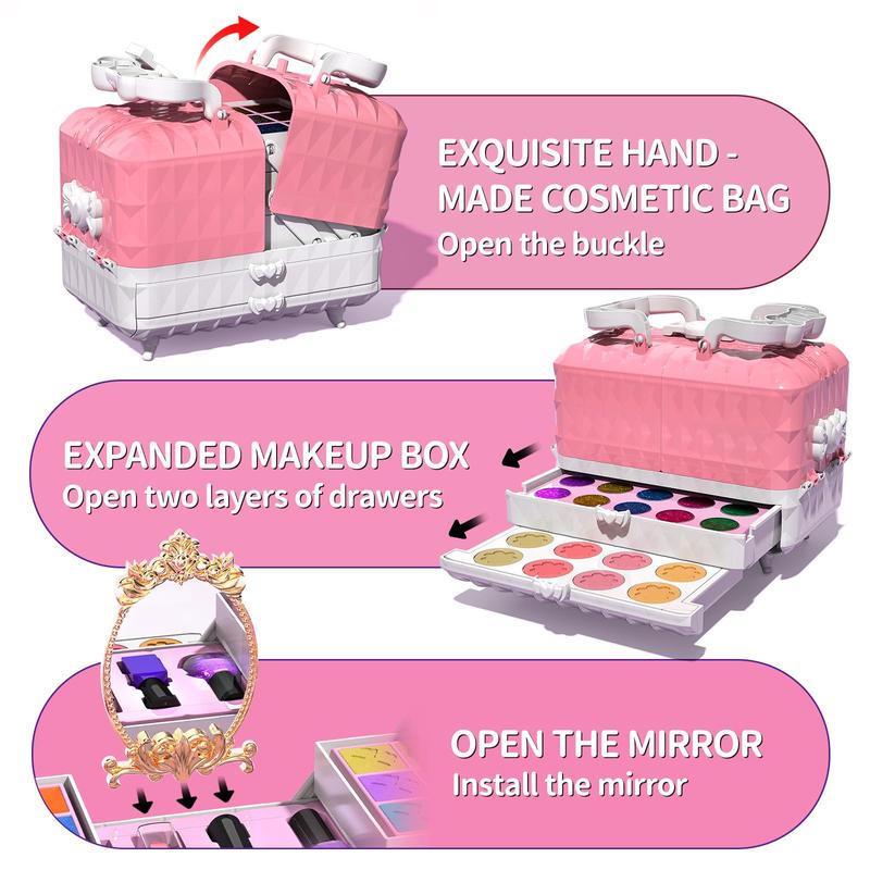 Makeup Kit - 52 PCs pretend makeup, toys washable make up, non toxic cosmetic for little, princess birthday gift