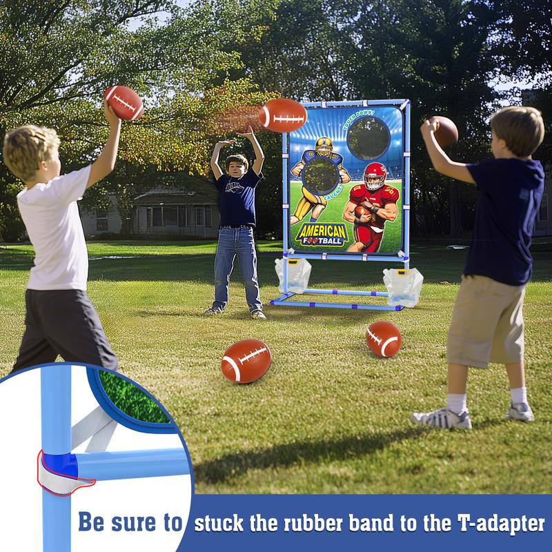 Football Toss Game with 4 Inflatable Balls, Indoor Outdoor Football Throwing Target Toy for Kids Ages 4-7 8-12- Perfect Christmas Birthday Gifts.