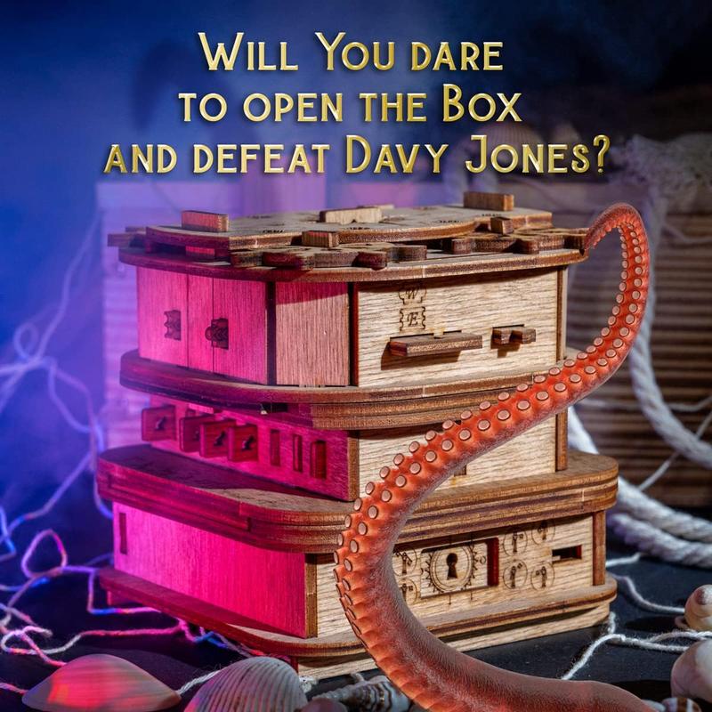 Cluebox - Davy Jones Locker - Escape Room  - Puzzle Box - Gift Box - 3D Wooden Puzzle for Adults - Wooden Jigsaw - Brain Teaser - Birthday Gift Gadget for Men -  Box