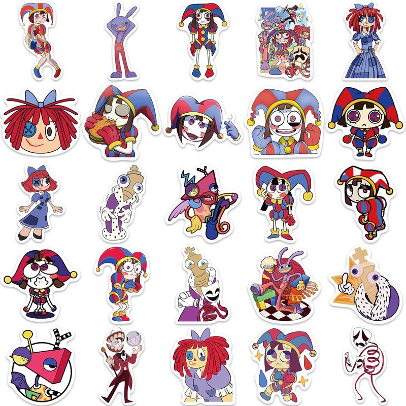 Cartoon Circus Series Sticker, 50pcs set Cute Cartoon Decals, DIY Decorative Sticker for Laptop Phone Computer Guitar Bag Water Cup Scrapbook