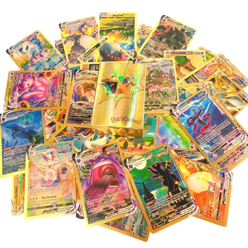 Pokemon Playing Card Set 100 Gold Plated Cards (80vmax+20vstar) New Beautiful Fighting