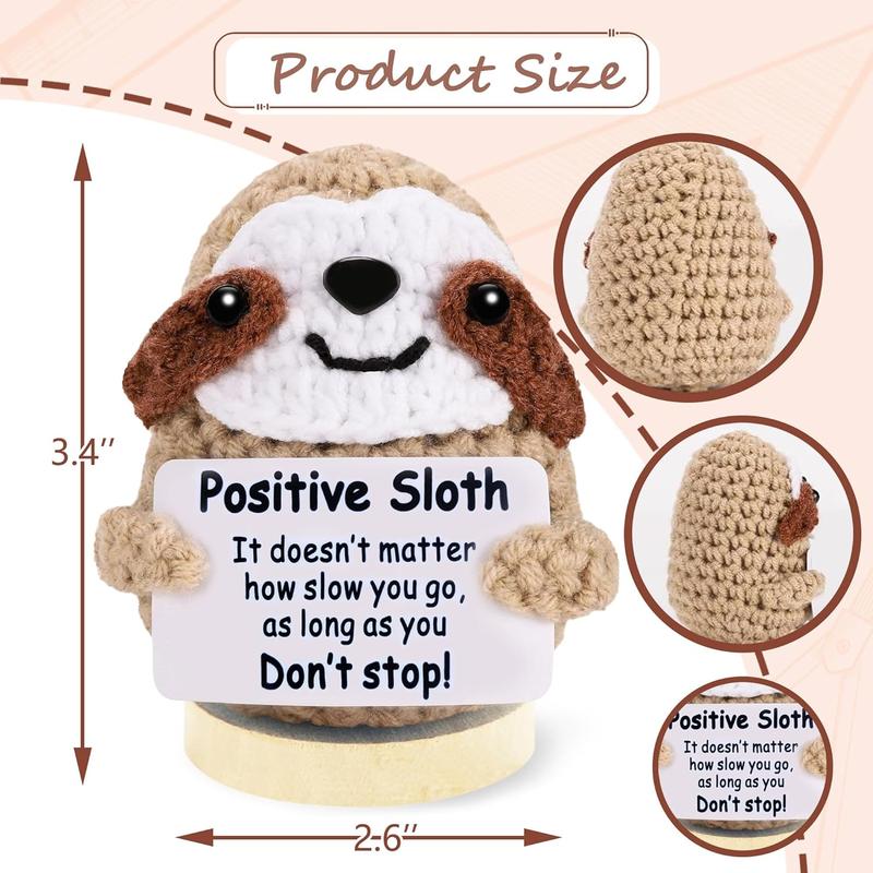 Positive Crochet Animals, Handmade Positive Sloth Home, Sloth Gifts for Women Men Friends Family