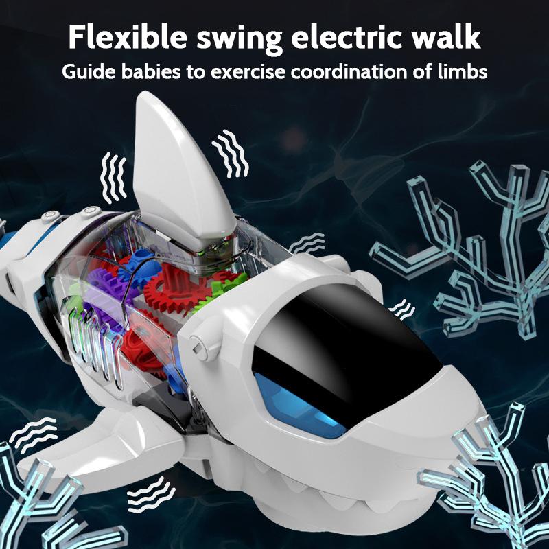 Electric Gear Shark Simulation Light Music Swing Universal Mechanical Shark Sea Animal Electric Toy