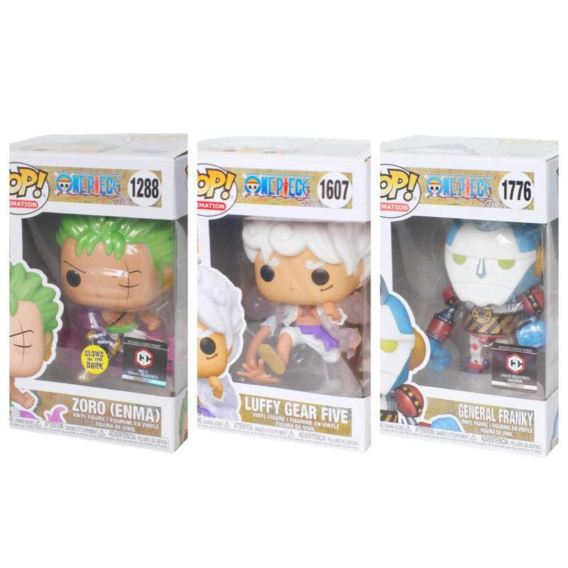 Funko Pop!Three-piece set,Funko Pop! Animation: One Piece- Zoro  #1288+Funko Pop! Animation: One Piece - Luffy Gear Five #1607+ General Franky #1776