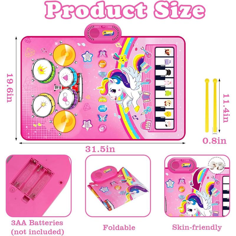 Toys for 1 Year Old Girl Gifts: Baby Musical Mat Toddler Toys Age 1-2 - 3 in 1 Piano Drum Animal Touch Unicorn Toys - Infant Music Toy 12-18 Months Babies Birthday Gifts for 1 2 3 Year Old Boys Girls