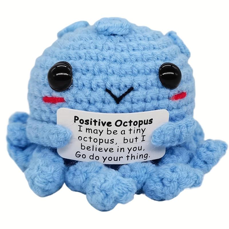 Cute Octopus Design Crochet, 1 Count Positive Funny Octopus Head with Positive Letter Card, Handmade Emotional Support Pickled Gift