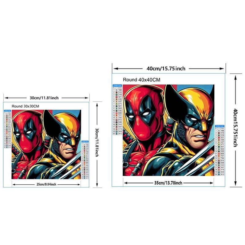 Superhero Wolverine & Deadpool Pattern DIY Diamond Arts Colorful Painting Kit without Frame, DIY 5D Diamond Arts Colorful Painting for Home Bedroom Wall Decor