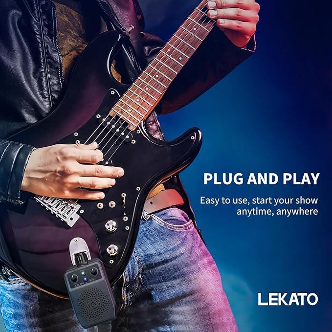 LEKATO JA-05G Mini Electric Guitar Amp 5W, Portable Guitar Amp Bluetooth with Built-in 4 Effects, Clean Distortion Overdrive Reverb, Rechargeable Small Guitar Amp for Practice