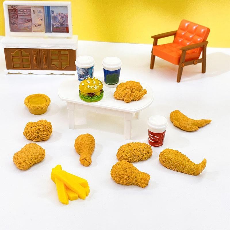 Simulation Fried Chicken Decoration, 30 50pcs Random Style Miniature Resin Ornament, DIY Decoration for Home, Fish Tank, Car, Party