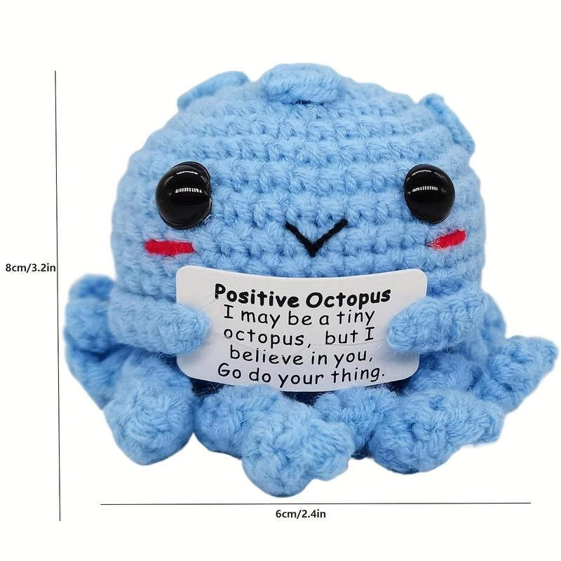 Cute Octopus Design Crochet, 1 Count Positive Funny Octopus Head with Positive Letter Card, Handmade Emotional Support Pickled Gift