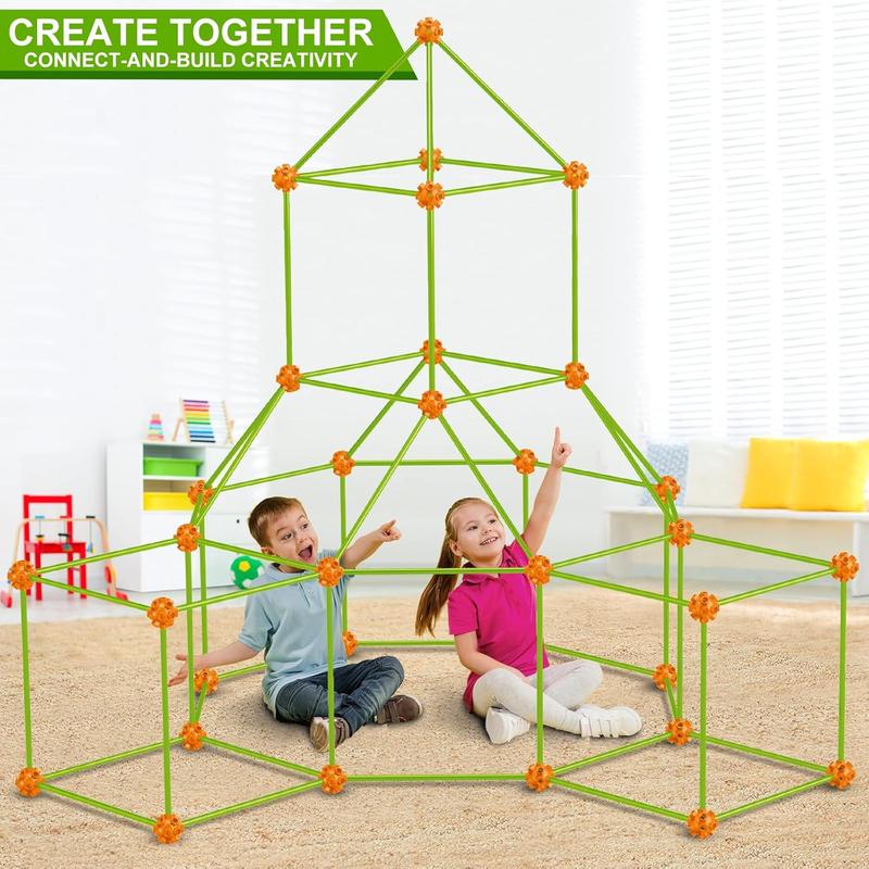 180 Pack Fort Building Kits for Kids 4, 5, 6, 7, 8+ Year Old Boys & Girls, Creative STEM Building Toys for DIY Castles, Tunnels, Play Tent, for Aged 5-8, 8-12