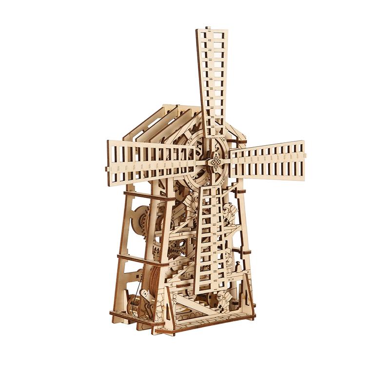 Wood Trick Windmill Rotating Mechanical Model - 3D Wooden Puzzles for Adults and Kids to Build - Engineering DIY Wooden Models for Adults to Build