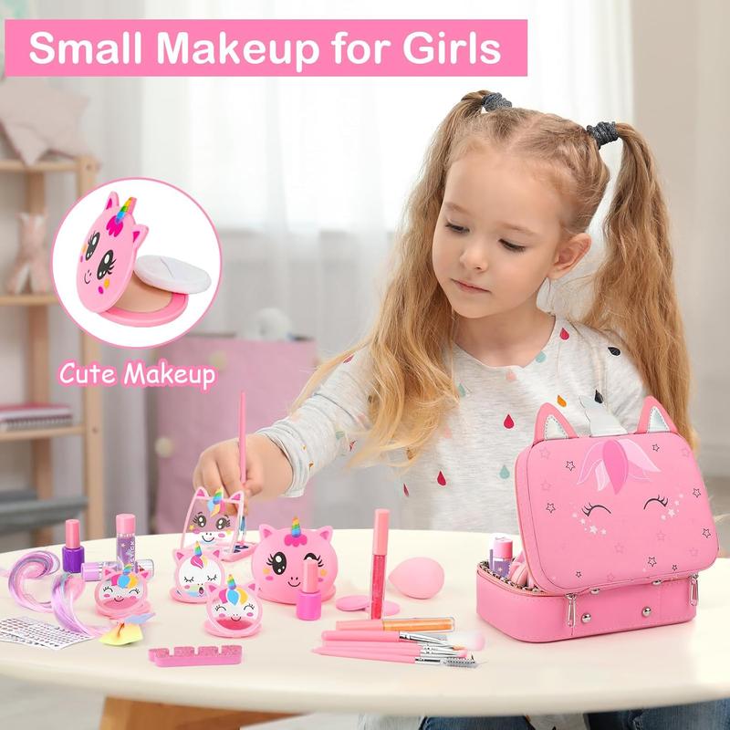 Kids Washable Makeup Set for Girls, Real Makeup Kit for Toddlers & Little Girls, Princess-Themed Gifts for 3-10 Year Olds, Perfect for Christmas & Birthday