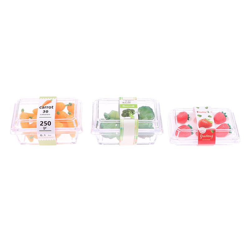 1 12 Dollhouse Mini Supermarket Vegetable Fruit Model With Clear Box Dollhouse Simulated Food Decoration Dolls House Accessories