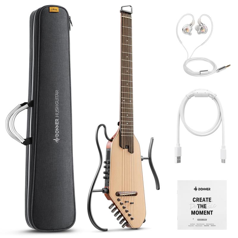 Donner HUSH-I PRO Acoustic-Electric Travel Guitar Kit with Sound Effects