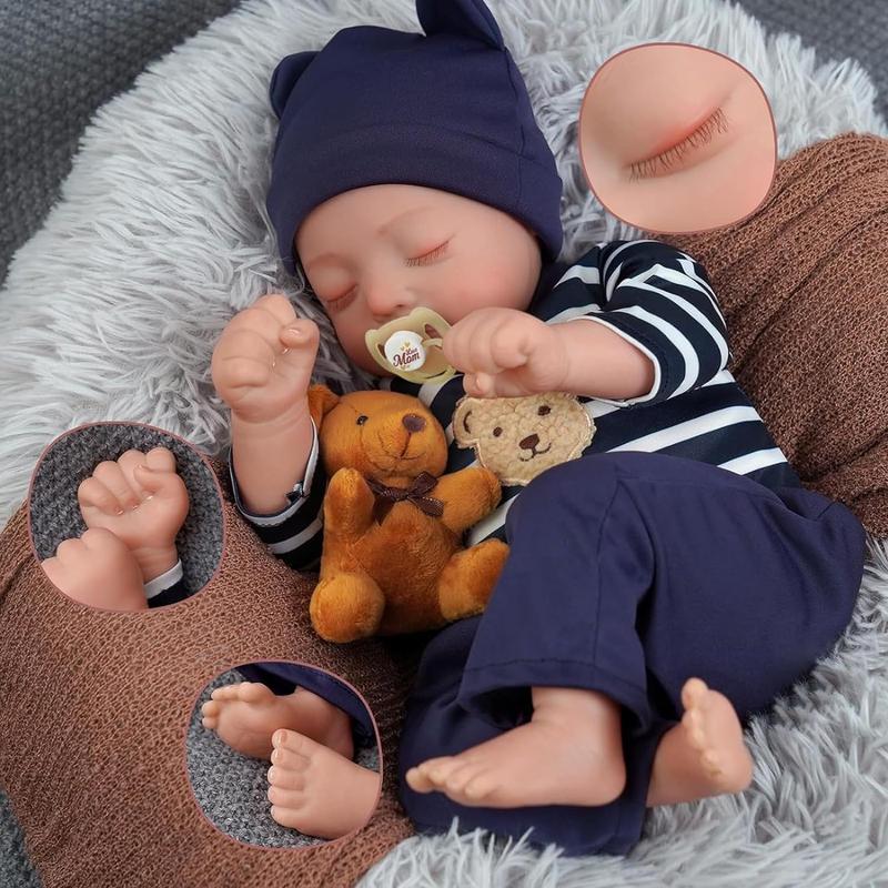 BABESIDE Lifelike Reborn Baby Dolls - 18-Inch Realistic-Newborn Baby Dolls Boy Soft Body Real Life Baby Dolls with Blue Pajamas Feeding Kit for Kids Age 3+ & Collection