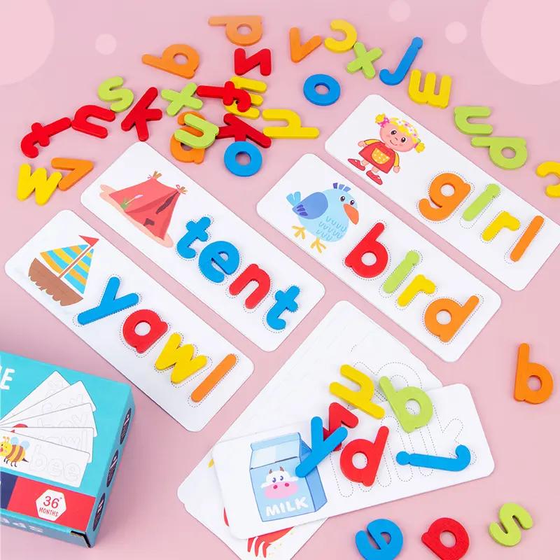 RTS Wholesale Wooden Children's Alphabet Learning Educational Toys, ABC Match Word Alphabet Toy Games, Spelling Games, Word Games