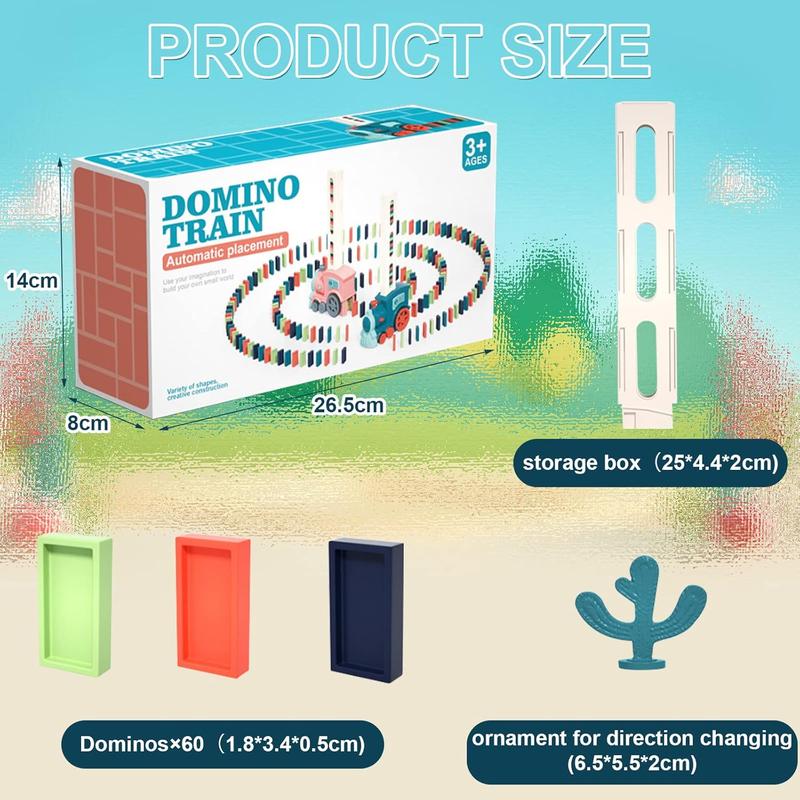 180 Pcs Domino Train Set, Montessori Toy with Colorful Tracks, Christmas & Creative Birthday Toy, Automatic Block Laying Stacker Game