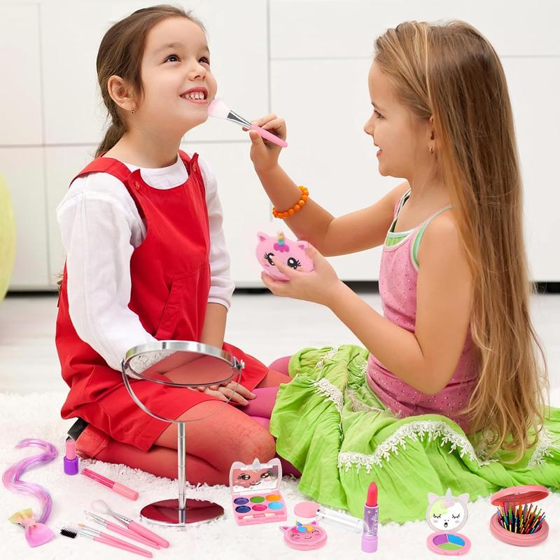 Kids Washable Makeup Set for Girls, Real Makeup Kit for Toddlers & Little Girls, Princess-Themed Gifts for 3-10 Year Olds, Perfect for Christmas & Birthday