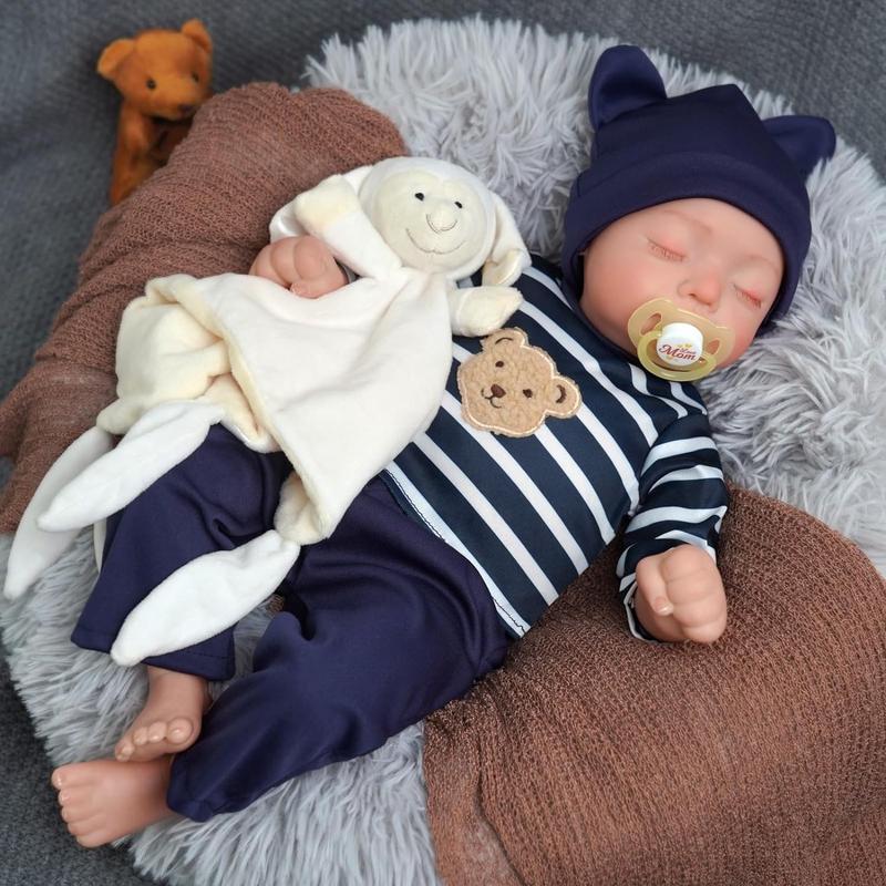 BABESIDE Lifelike Reborn Baby Dolls - 18-Inch Realistic-Newborn Baby Dolls Boy Soft Body Real Life Baby Dolls with Blue Pajamas Feeding Kit for Kids Age 3+ & Collection