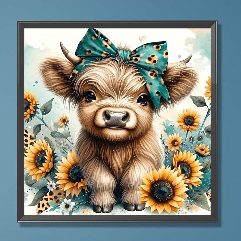 Cute Cow Pattern DIY Diamond Arts Colorful Painting Kit without Frame, DIY 5D Diamond Arts Colorful Painting Kit, Wall Art Decor for Home Bedroom