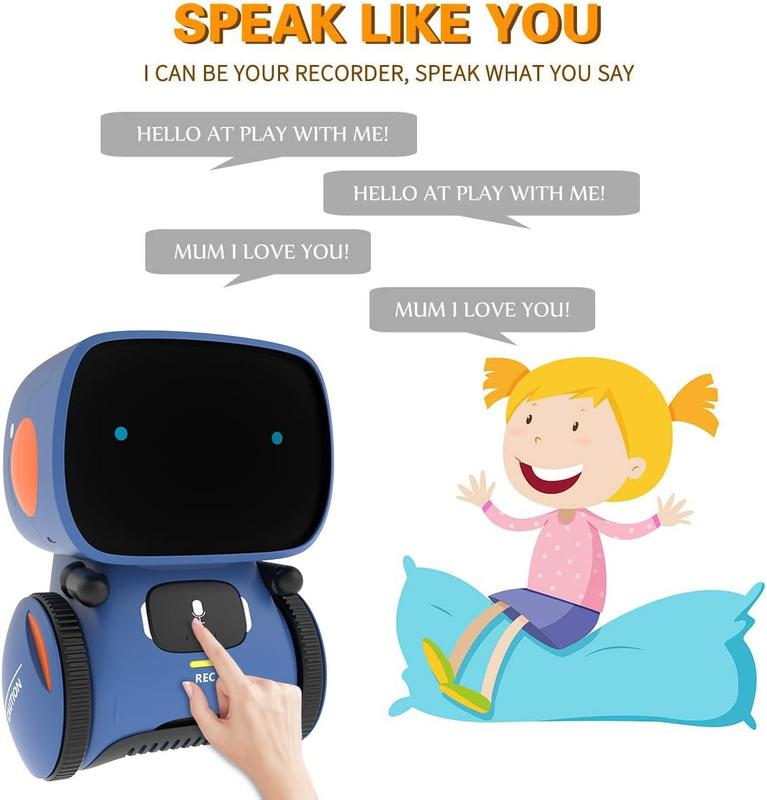 Robot Toy for Boys and Girls, Smart Talking Robots Intelligent Partner and Teacher with Voice Control and Touch Sensor, Singing, Dancing, Repeating, Gift Toys for Kids Age 3 and Up