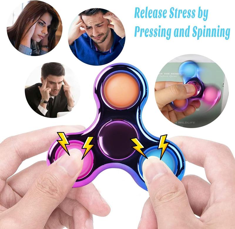 3 Pack Pop Fidget Spinner, Ideal Stress Relief Toys Adult Stress Relief Spinner Relief Gift Bag Stuffed Return Gift Birthday Party Gift Classroom Carnival for Kids Boys Girls