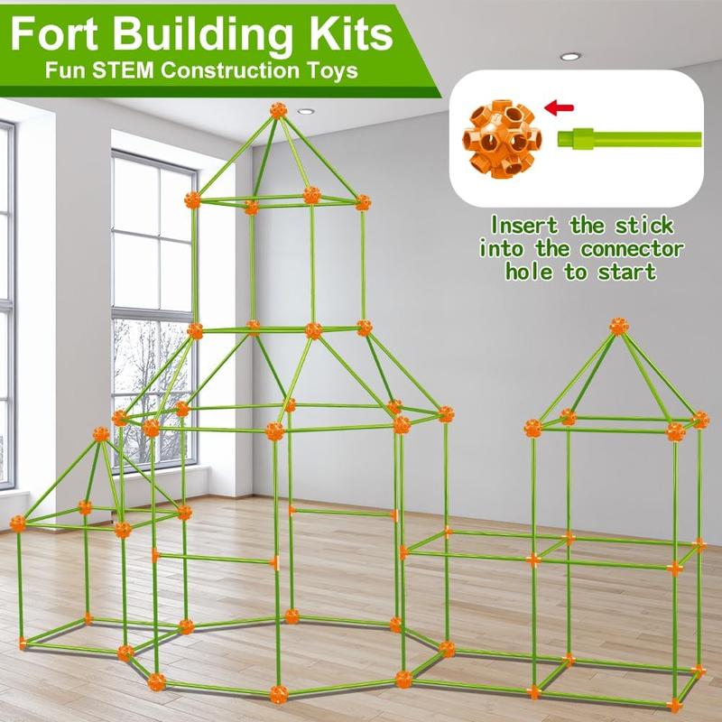 180 Pack Fort Building Kits for Kids 4, 5, 6, 7, 8+ Year Old Boys & Girls, Creative STEM Building Toys for DIY Castles, Tunnels, Play Tent, for Aged 5-8, 8-12