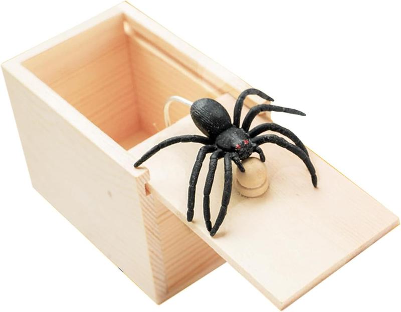 Rubber Spider Trick Box, Handmade Wooden Trick Surprise Box Spider Hidden in One Box Trick Toys for Adults and Children Pranks for Adults Stuff