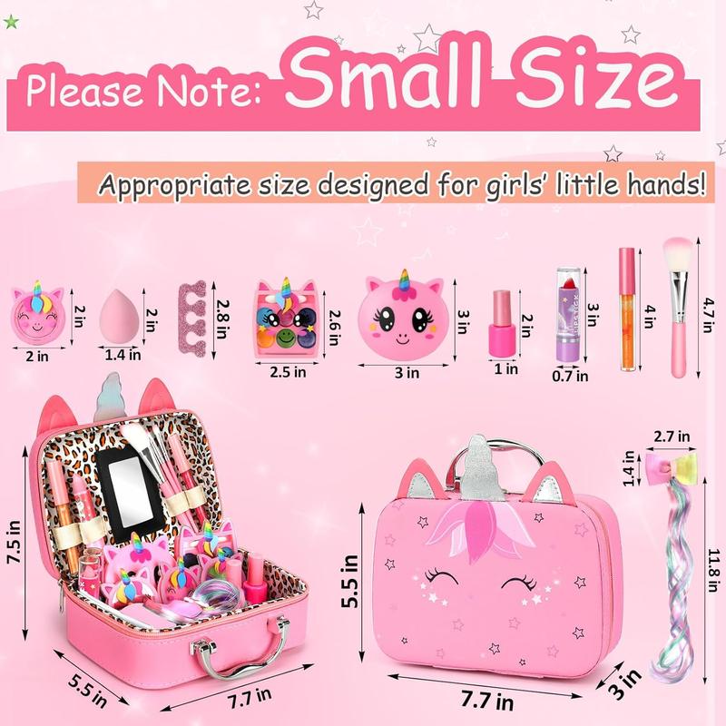 Kids Washable Makeup Set for Girls, Real Makeup Kit for Toddlers & Little Girls, Princess-Themed Gifts for 3-10 Year Olds, Perfect for Christmas & Birthday