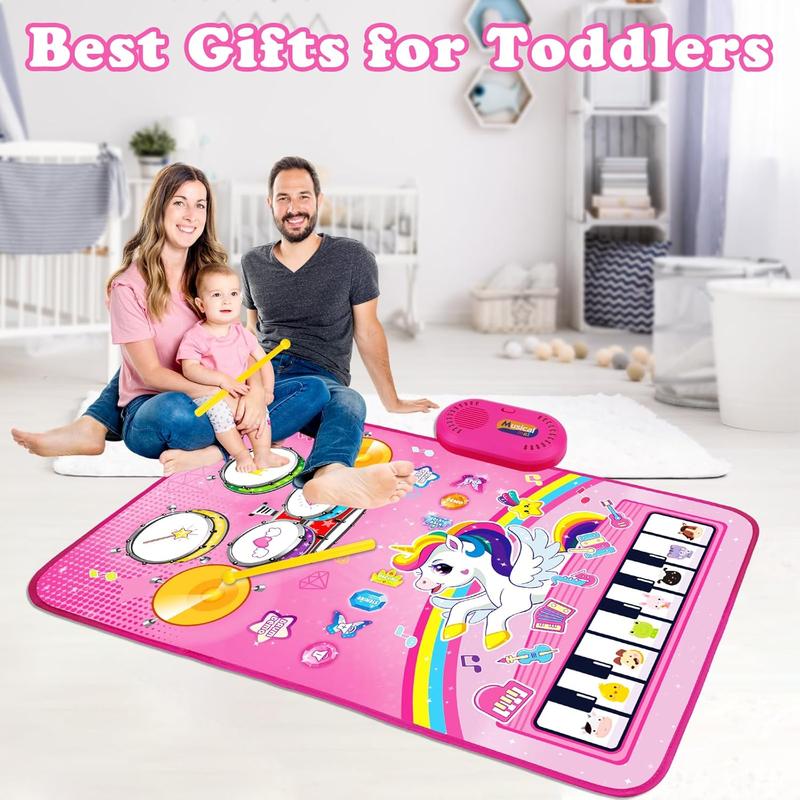 Toys for 1 Year Old Girl Gifts: Baby Musical Mat Toddler Toys Age 1-2 - 3 in 1 Piano Drum Animal Touch Unicorn Toys - Infant Music Toy 12-18 Months Babies Birthday Gifts for 1 2 3 Year Old Boys Girls