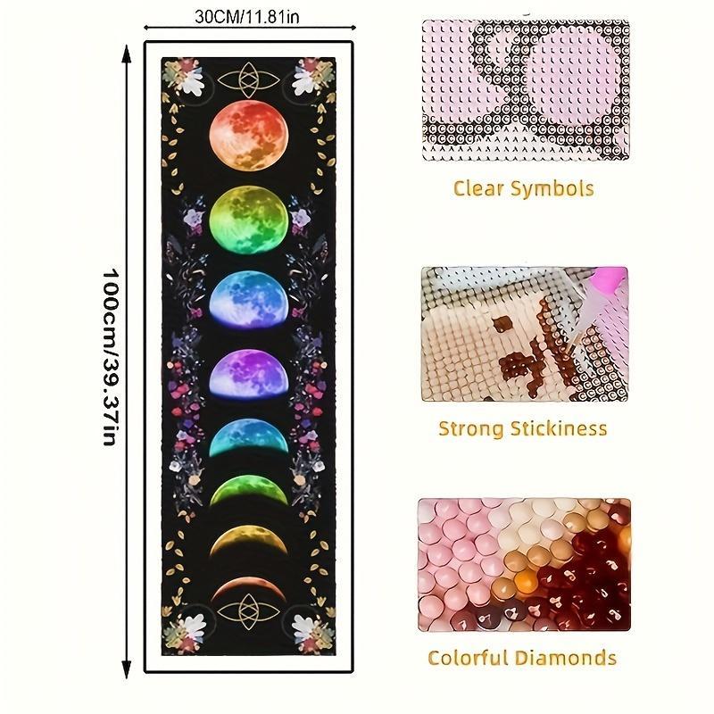 Moon Abstract Art Pattern DIY Diamond Art Colorful Painting Kit without Frame, 1 Set 5D DIY Diamond Colorful Embroidery Puzzle, Wall Art Decor for Home