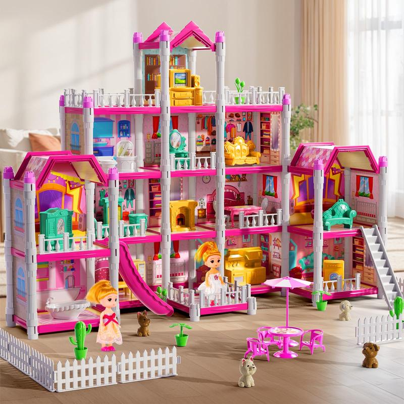 Dolls House Toys - Doll Home, Pretend Home Toy with Accessories and Furniture, Doll Houses Playset Building Toys Dolls Villa