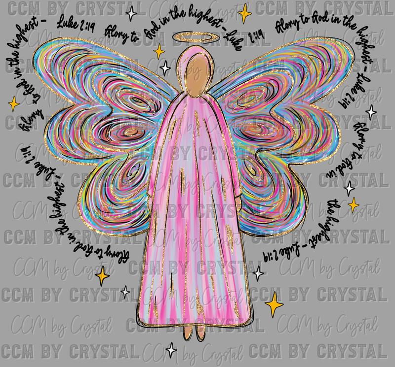 Christmas Colorful Angel Ready to Press DTF Transfer for T-Shirts - Ready to Press Sublimation CCMbyCrystal