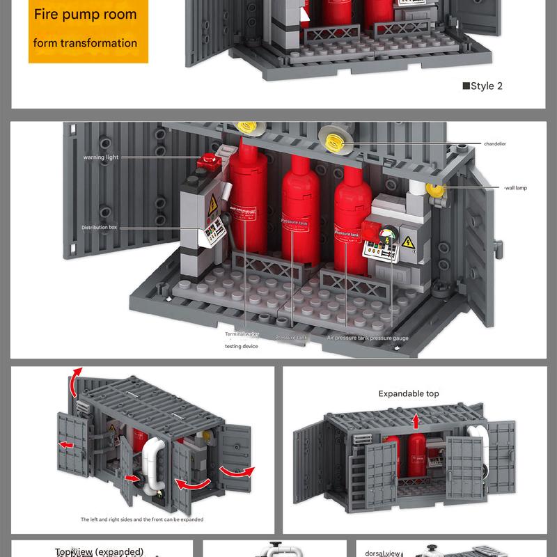 Military Building Blocks Weapon Equipment Warehouse Container Scene Soldier Warehouse Dormitory Fire-Pump Room Assembled Toys