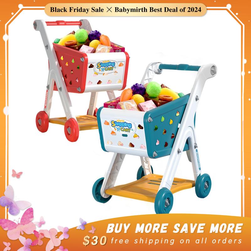 Shopping Cart with Pretend Food, 26 Pcs Toy Series