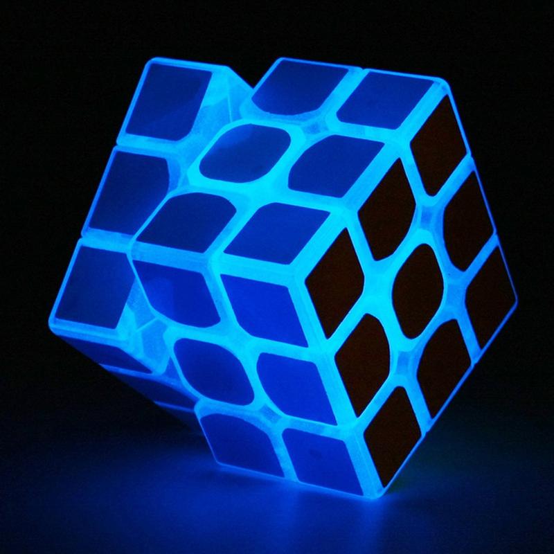 Blue Fluorescent Speed Cube 3x3x3 Glow in The Dark Luminous Magic Cube Puzzle Toy