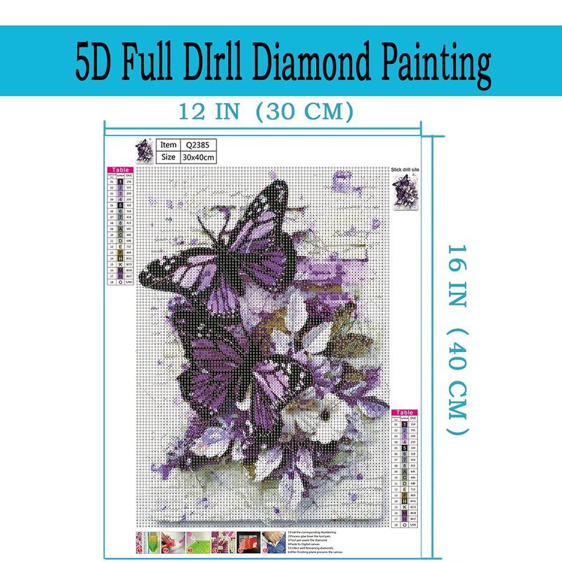 Diamond Painting Kits for Adults,DIY 5D Round Full Drill Butterfly Diamond Art,Very Suitable for Home Leisure and Wall Decoration