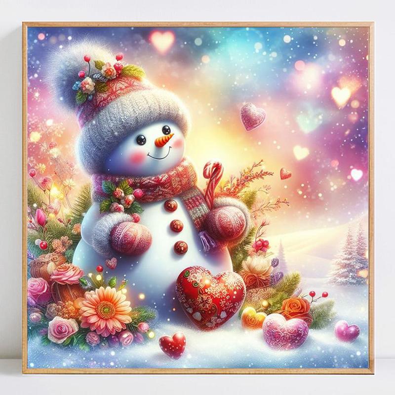 Snowman Pattern Diamond Arts Colorful Painting Kit without Frame, DIY 5D Diamond Arts Crafts Kit, Wall Art Decor for Home Living Room Bedroom