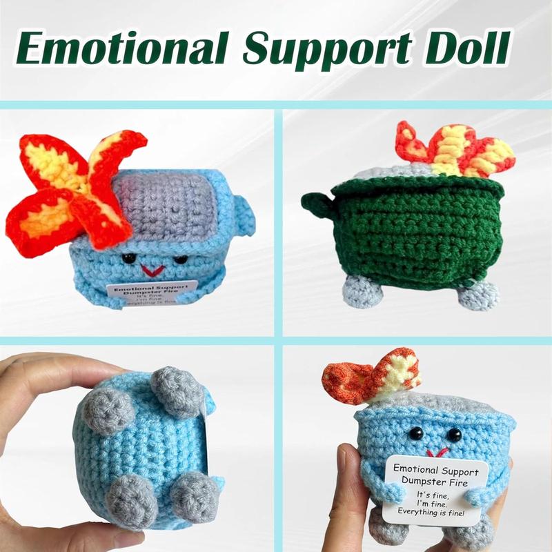 Emotional Support Dumpster Fire Plush Toy, Crochet Dumpster Fire Toy, Emotional Support Ornament for Decoration Or Gift, Comfortable Doll for friend