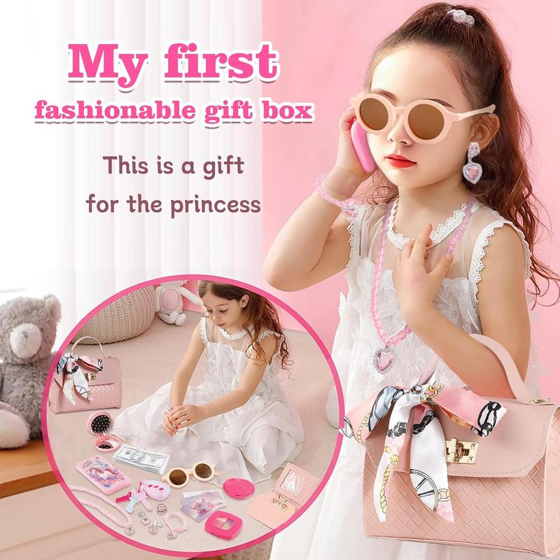 Christmas Gift  36Pcs Little Girl Cosmetics Set with Handbag, Wallet, Mobile Phone, Key, and More - Christmas Gift for Girls Over 3-12 Years Old