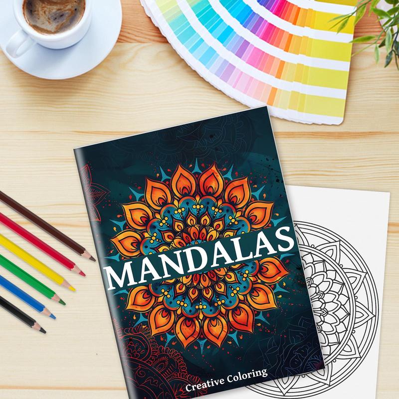 Regular Mandala Coloring Painting, with Regular Symmetrical Flower, Exquisite and Unique Flower Shape, Suitable for Halloween, Christmas and Other Holiday