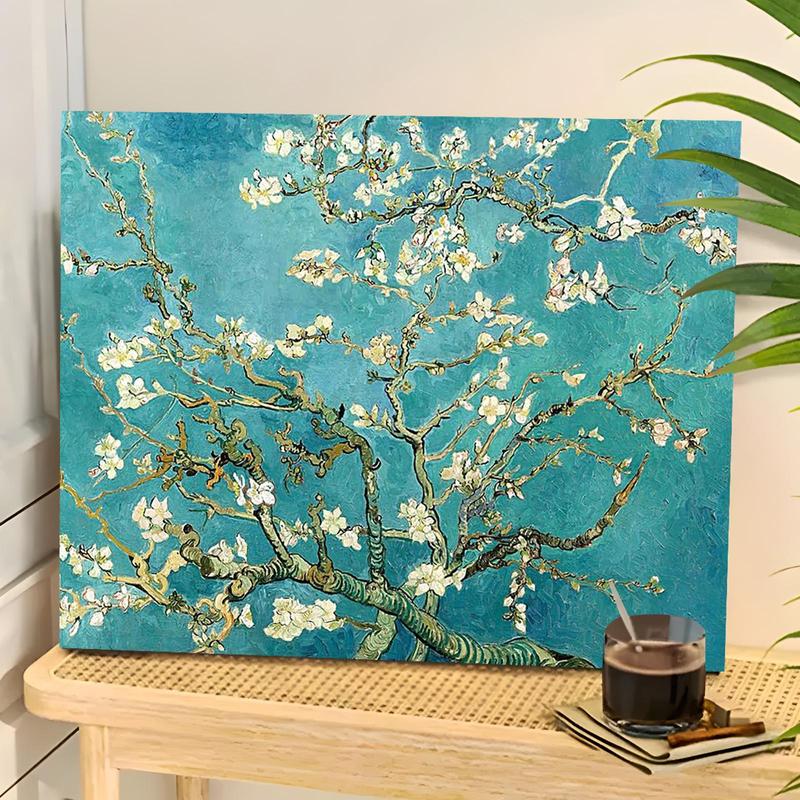 Cherry Blossom Tree Pattern DIY Painting By Numbers Kit, 1 Set DIY Paint By Numbers Kit, DIY Wall Art Painting for Home Living Room Bedroom Decor